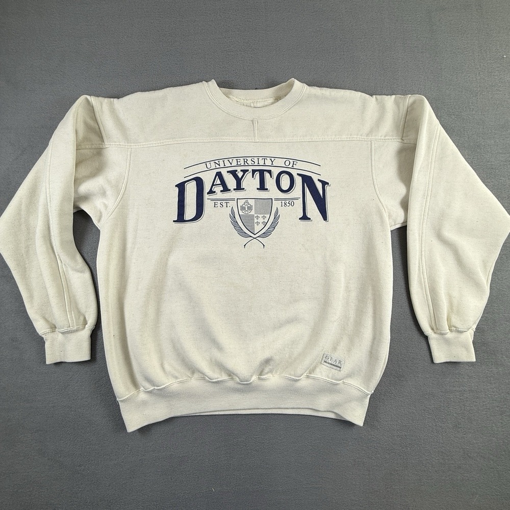 Vintage University Of Dayton Sweatshirt Mens XL White Long Sleeve 80s College